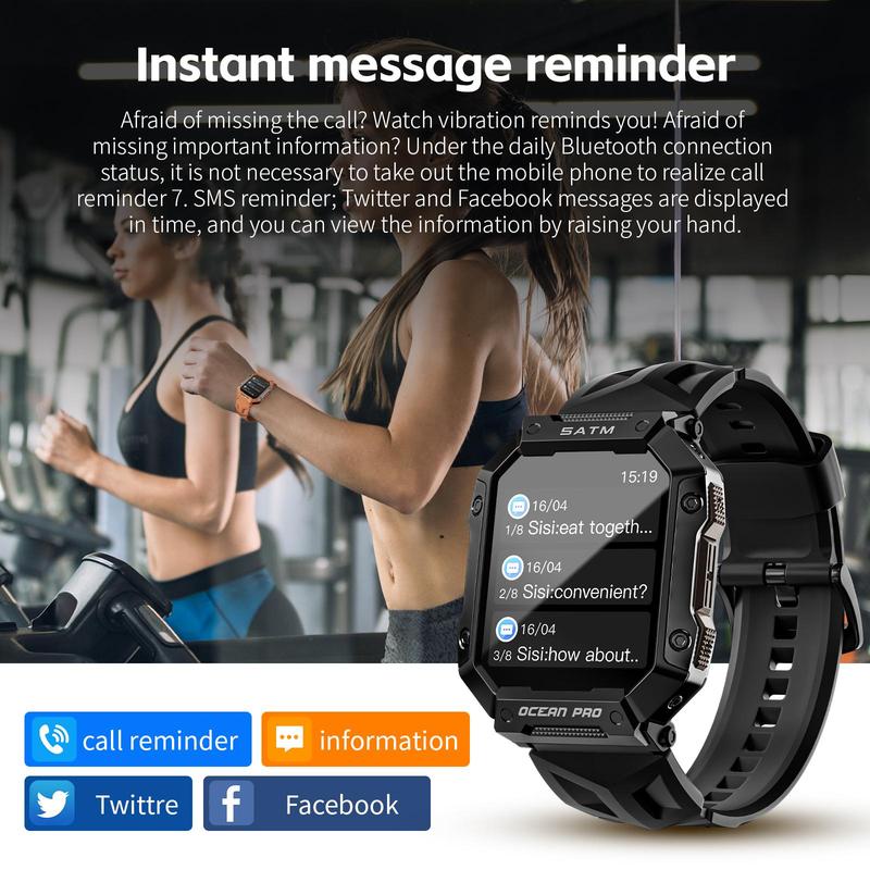 LOKMAT OCEAN PRO 1.85-Inch TFT LED FullTouch Screen Fitness Tracker Smart Bracelet Sports Watch
