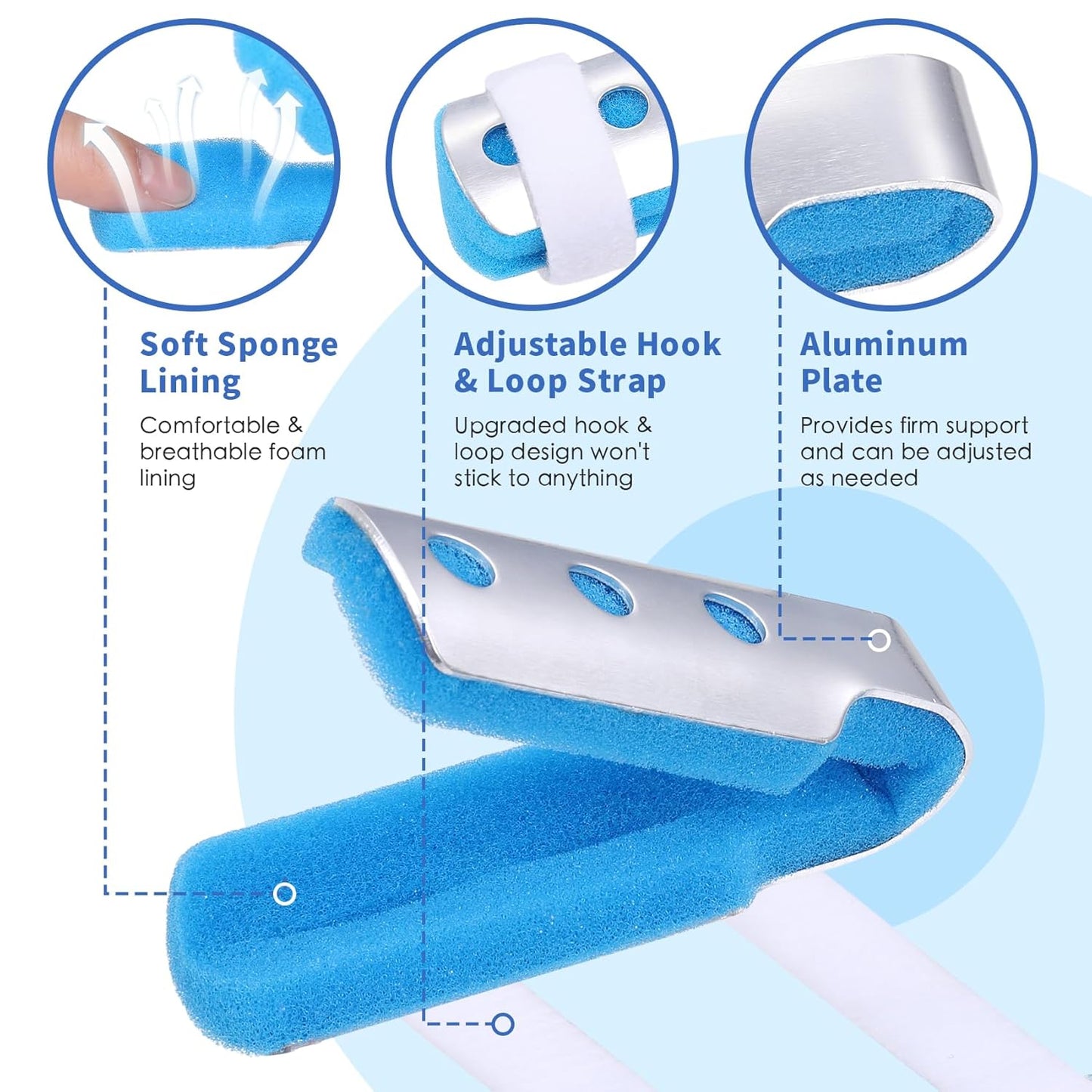 Finger Splint, 3pcs Finger Brace Joint Stabilizer Knuckle Immobilization with Soft Foam Interior, Broken Finger Splints Fit for Thumb/Middle/Ring/Index/Pinky Finger (3, Mixed)