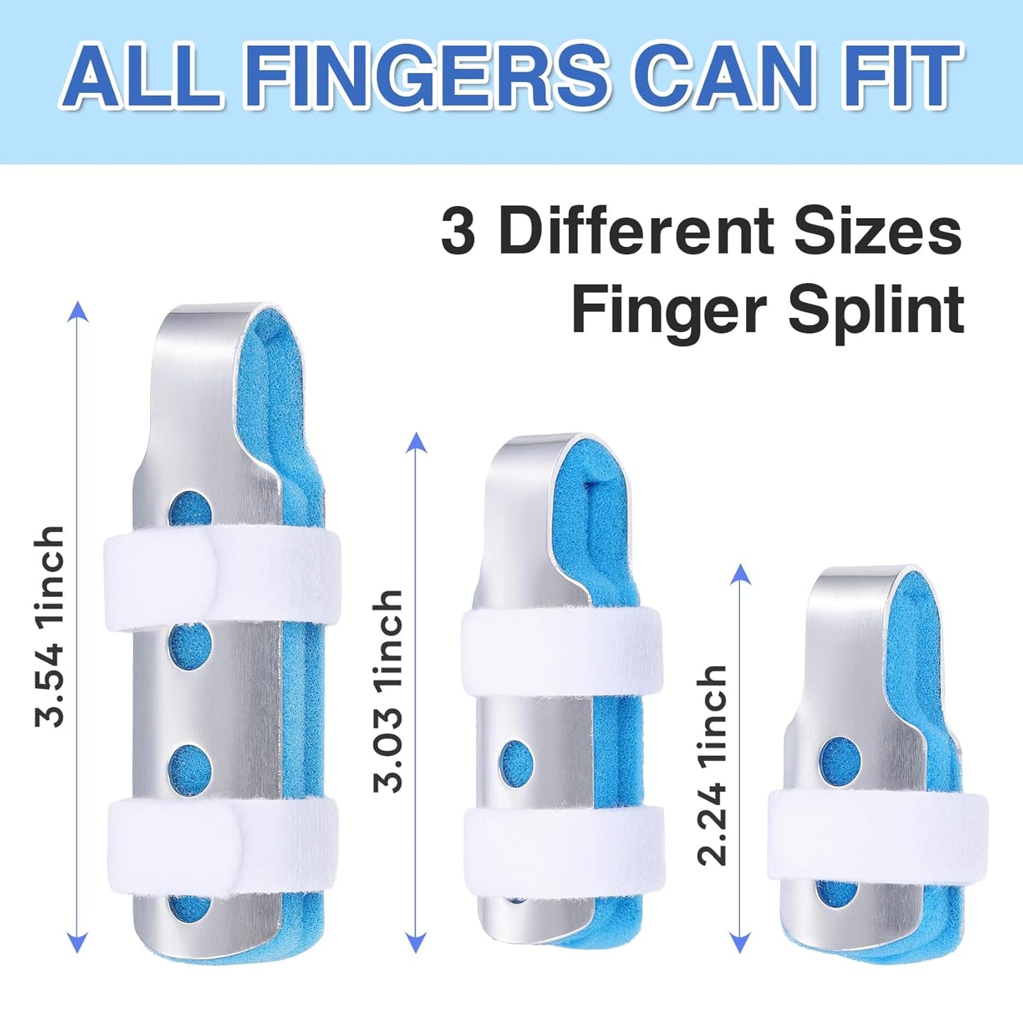 Finger Splint, 3pcs Finger Brace Joint Stabilizer Knuckle Immobilization with Soft Foam Interior, Broken Finger Splints Fit for Thumb/Middle/Ring/Index/Pinky Finger (3, Mixed)