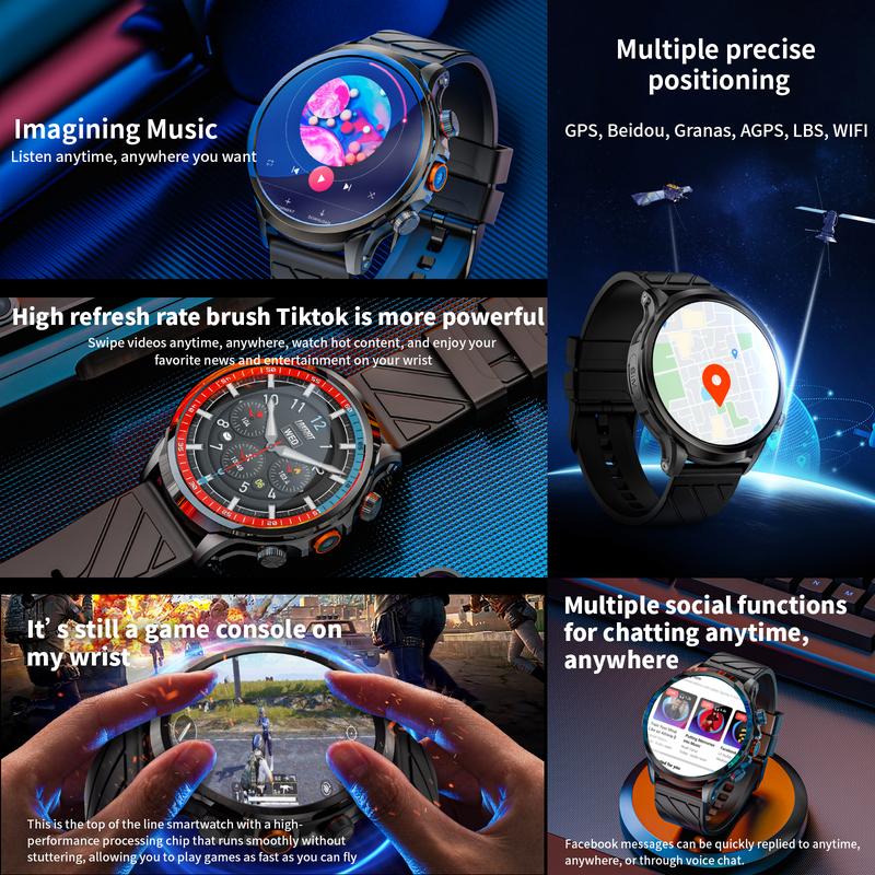 LOKMAT 4G Android Smartwatch Phone Call 1.85'' HD Screen 3GB RAM+32GB ROM Smart Watch for Men Women 1100mAh Sports Fitness Activity Tracker Watch with GPS NFC WiFi Camera