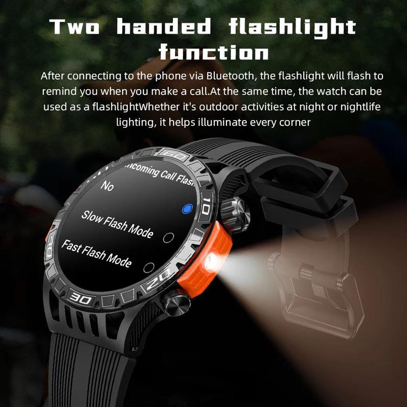 LOKMAT ZEUS 6 PRO 1.46'' Round Screen Compass Sport Fitness Tracker Smart Watches Bluetooth Calls with Flashlight Smartwatches