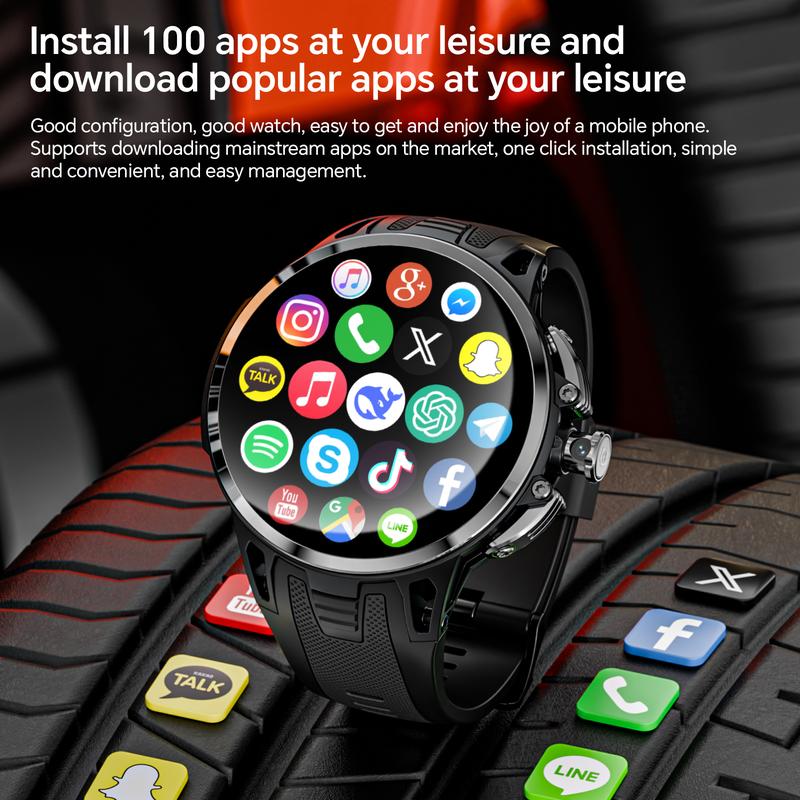 LOKMAT 4G Android Smart Watch, 1.75'' AMOLED Screen 3GB+32GB Sports Fitness Activity Tracker Smartwatch for Men Women, with SIM Card Slot, Rotating Camera, GPS NFC WiFi