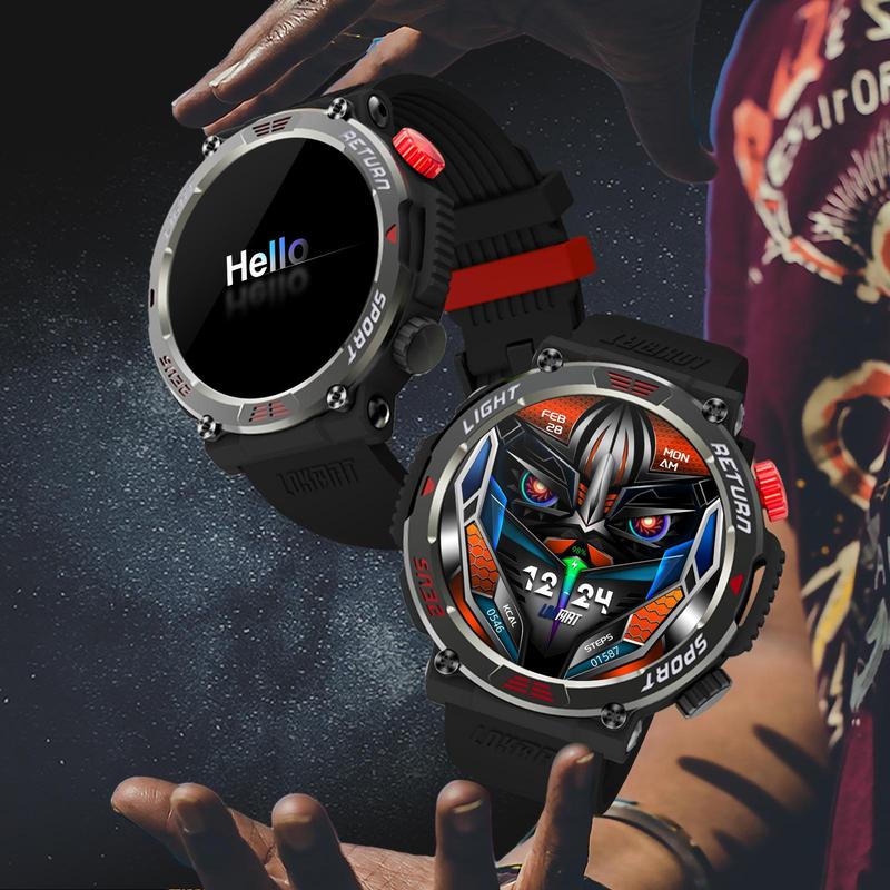 LOKMAT ZEUS 5 PRO Music Playback 1.46 Inch 5ATM Waterproof Flashlight Bluetooth Call Smart Watch