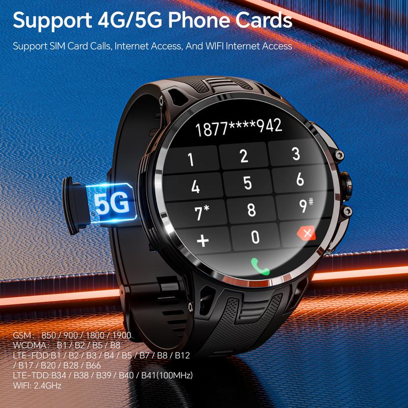 LOKMAT 4G Android Smart Watch, 1.75'' AMOLED Screen 3GB+32GB Sports Fitness Activity Tracker Smartwatch for Men Women, with SIM Card Slot, Rotating Camera, GPS NFC WiFi