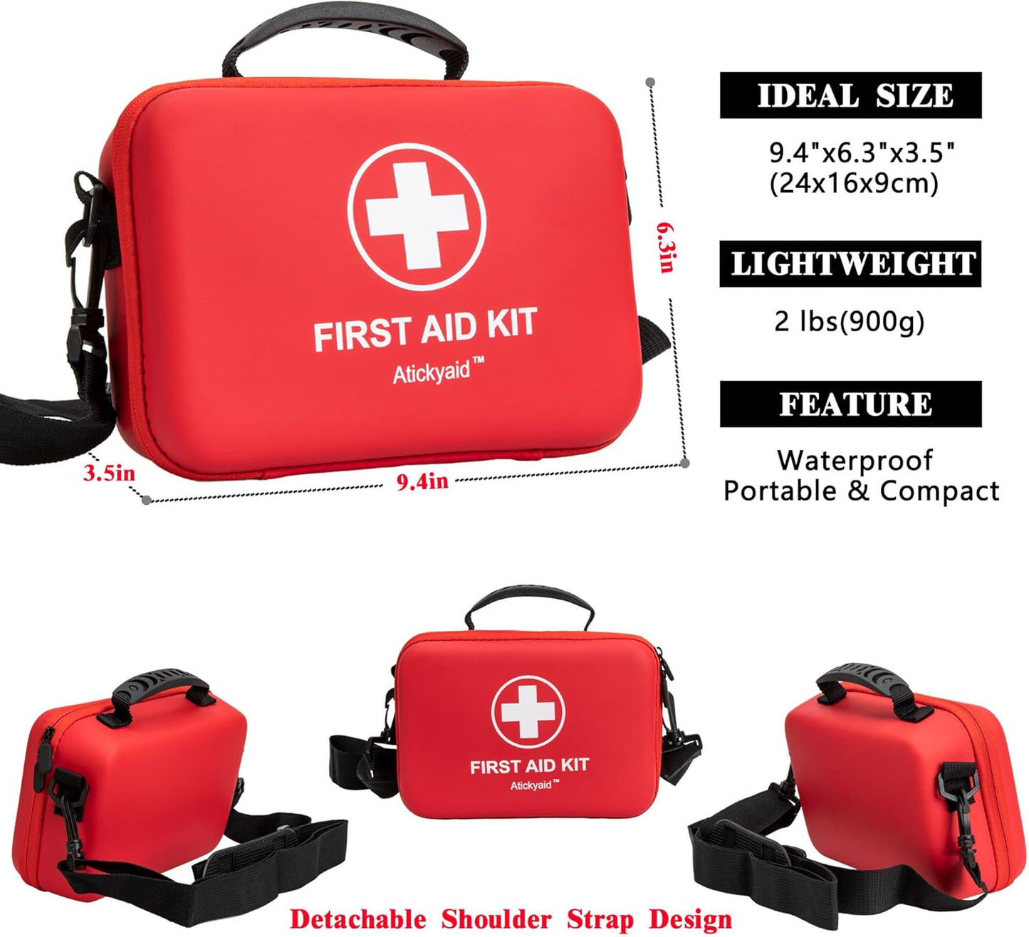 Mini First Aid Kit - 140/340 Piece Small First Aid Medical Kit for Car, Home, Office, Travel, Camping, Sports, Outdoor, School - Emergency First Aid Supplies and Survival Kit