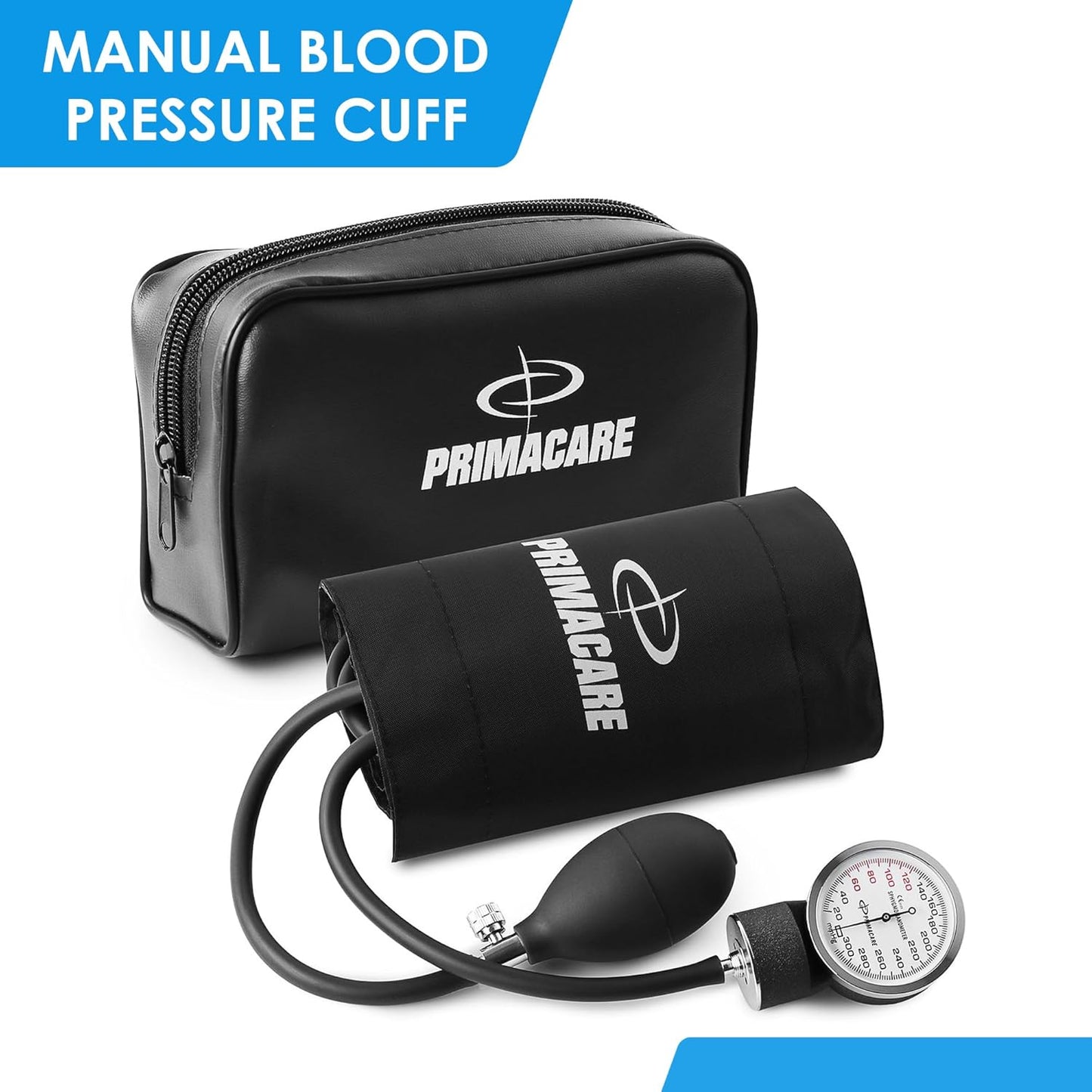 Professional Classic Series Manual Adult Size Blood Pressure Kit, Emergency Bp kit with Stethoscope and Portable Leatherette Case, Nylon Cuff, Black