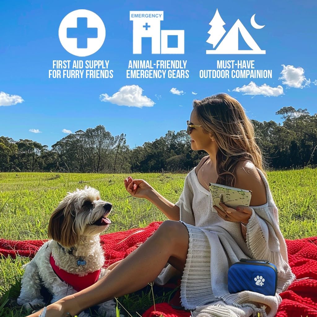 Pet Medic First Aid Kit | Vet-Approved Animal Care Kit with 95 Pcs Medical, Outdoor & Emergency Supplies to Treat Dogs, Cats | Travel-Friendly Compact Bag for Home, Car and Travel