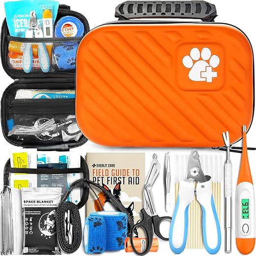 Pet Medic First Aid Kit | Vet-Approved Animal Care Kit with 95 Pcs Medical, Outdoor & Emergency Supplies to Treat Dogs, Cats | Travel-Friendly Compact Bag for Home, Car and Travel