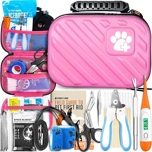 Pet Medic First Aid Kit | Vet-Approved Animal Care Kit with 95 Pcs Medical, Outdoor & Emergency Supplies to Treat Dogs, Cats | Travel-Friendly Compact Bag for Home, Car and Travel