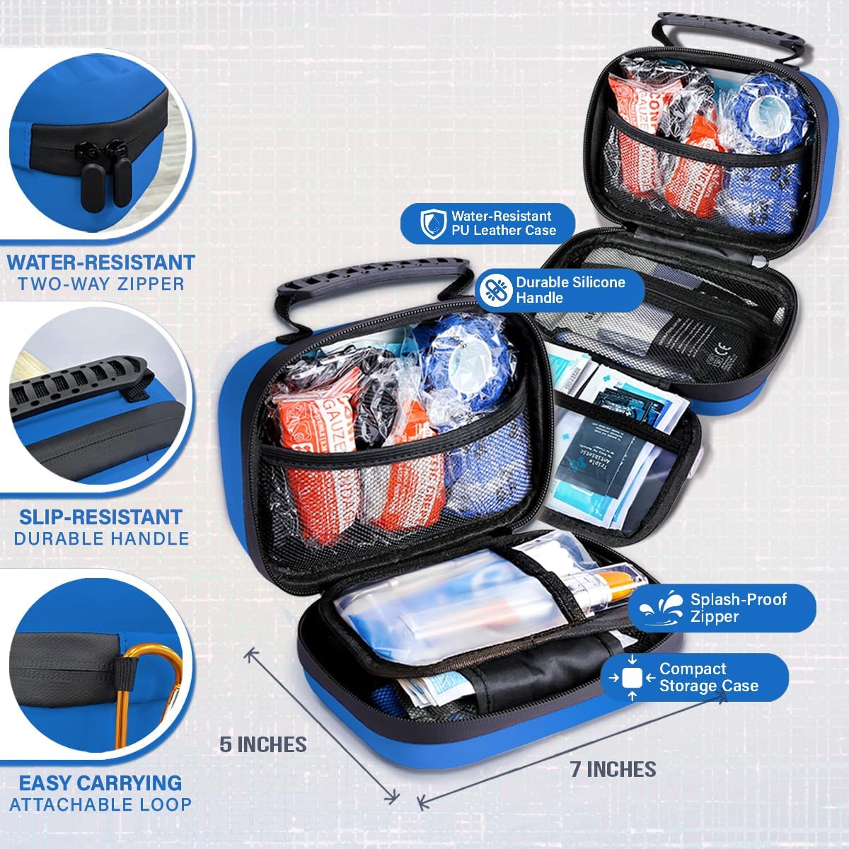Pet Medic First Aid Kit | Vet-Approved Animal Care Kit with 95 Pcs Medical, Outdoor & Emergency Supplies to Treat Dogs, Cats | Travel-Friendly Compact Bag for Home, Car and Travel
