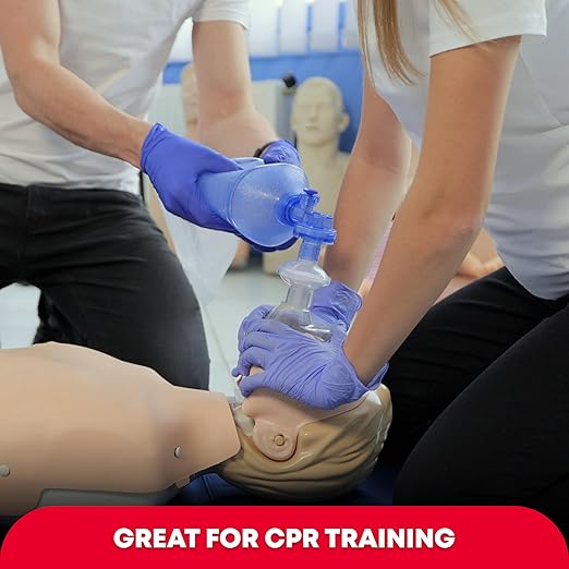 Adult and Infant CPR Mask Combo Kit – Includes 2 CPR Masks with One-Way Valves, Pair of Vinyl Gloves, 2 Alcohol Prep Pads – Portable Emergency CPR Kit – Red – FSA/HSA Eligible