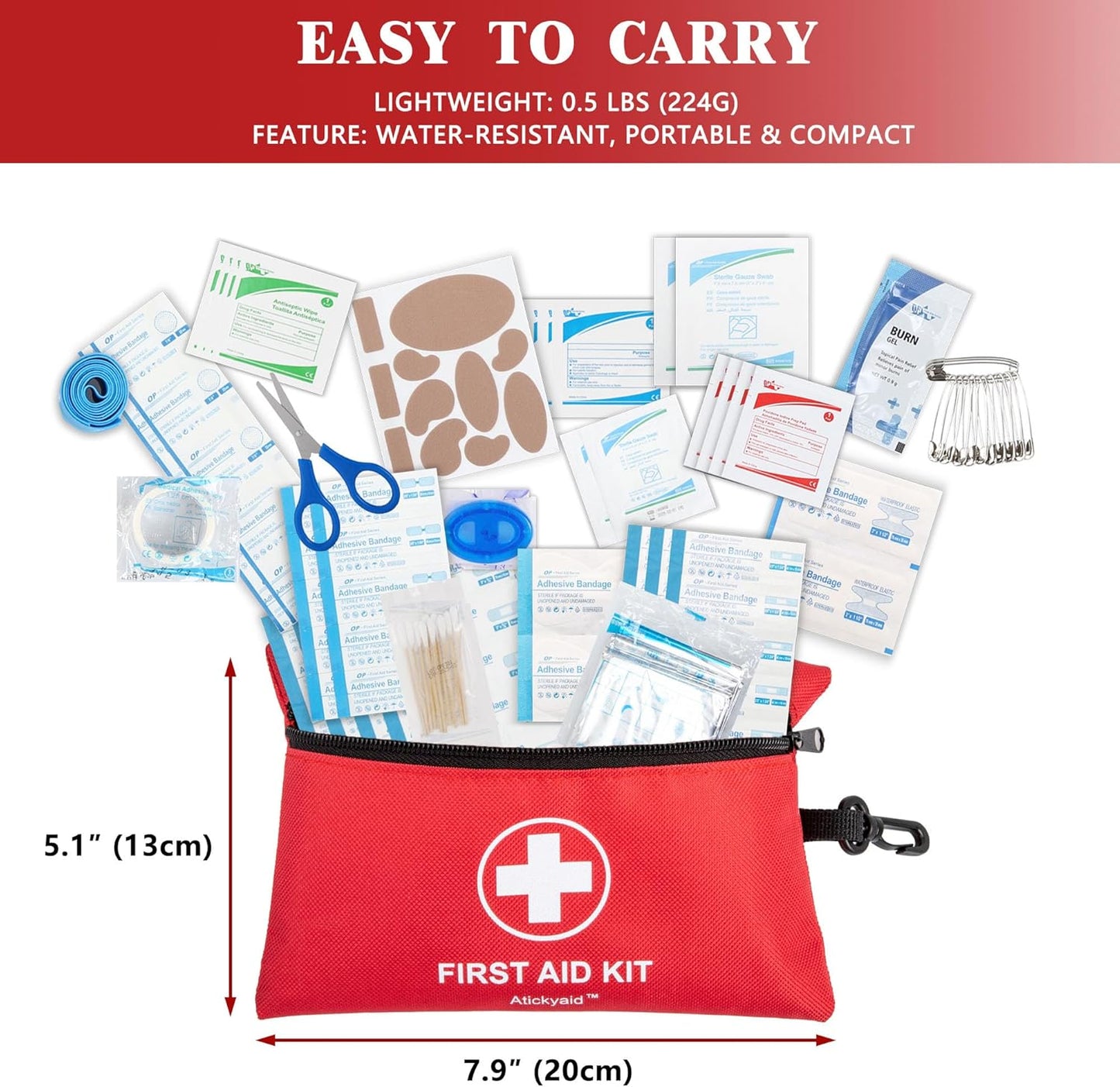Mini First Aid Kit - 140/340 Piece Small First Aid Medical Kit for Car, Home, Office, Travel, Camping, Sports, Outdoor, School - Emergency First Aid Supplies and Survival Kit