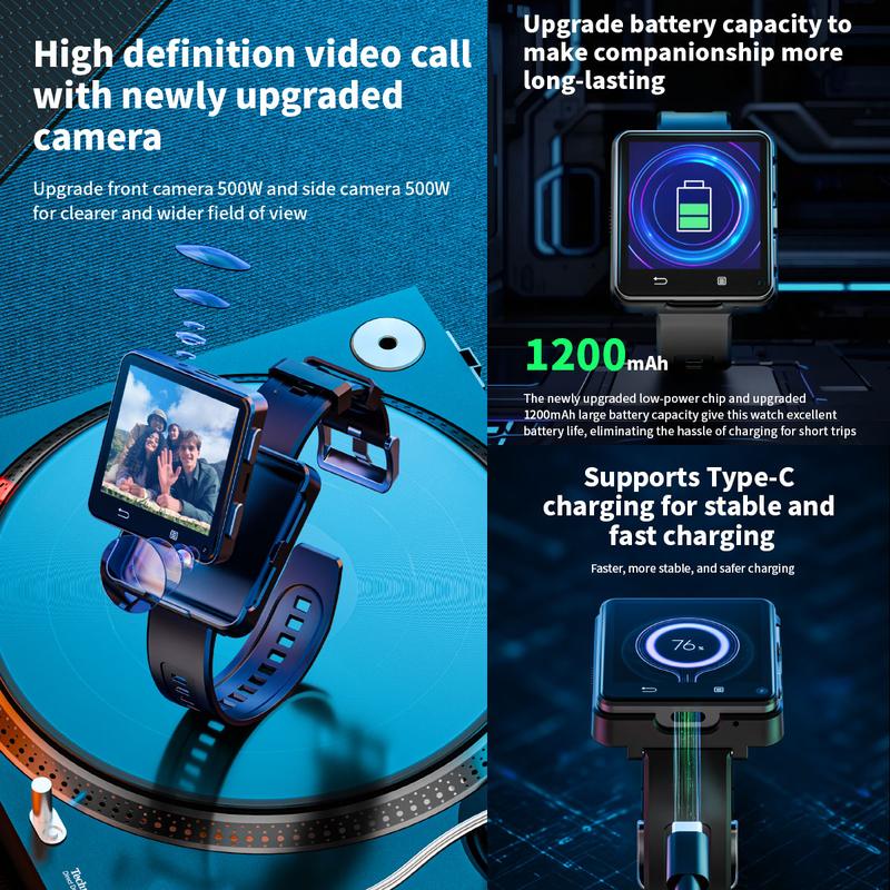 LOKMAT 4G Smart Watch Phone Call, 4GB+64GB Android 11 CPU MTK6761 Smartwatch, 2.64" Large Screen Gaming Watch 1200mAh Type-C Port Dual Camera WiFi Bluetooth GPS Smart Watches for Men