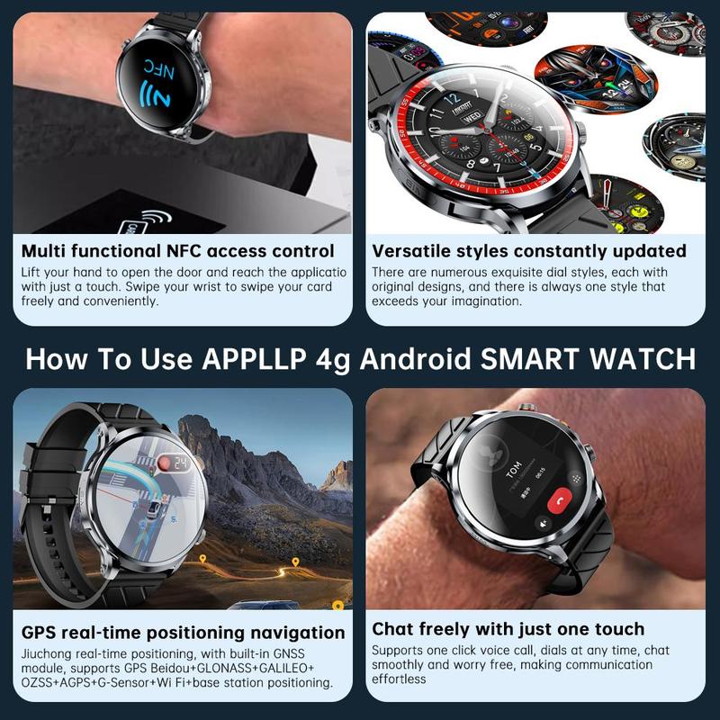 LOKMAT 4G Android Smartwatch Phone Call 1.85'' HD Screen 3GB RAM+32GB ROM Smart Watch for Men Women 1100mAh Sports Fitness Activity Tracker Watch with GPS NFC WiFi Camera