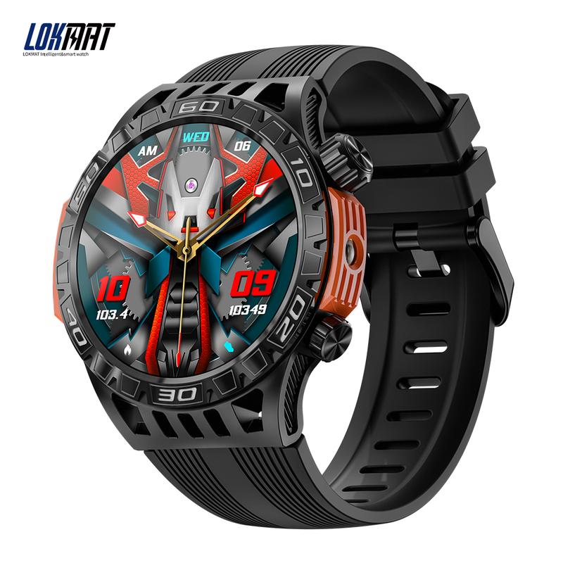 LOKMAT ZEUS 6 PRO 1.46'' Round Screen Compass Sport Fitness Tracker Smart Watches Bluetooth Calls with Flashlight Smartwatches