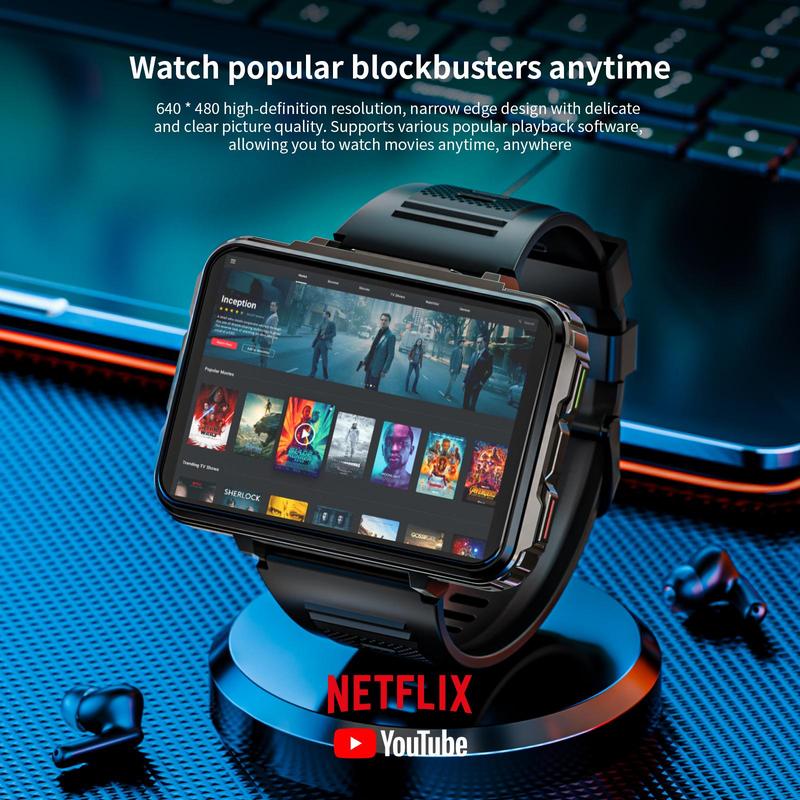 LOKMAT 4G Smart Watch, 6GB+128GB Android Smartwatch Phone Call, 2.4" Large Screen Sport Watch 1500mAh Dual Camera WiFi Bluetooth GPS Smart Watches for Men