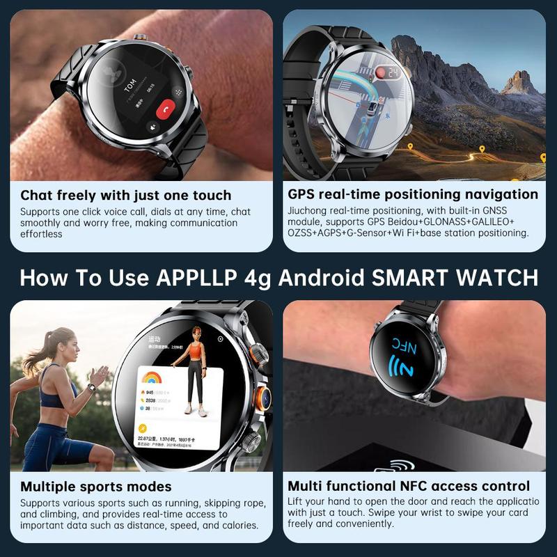 LOKMAT 4G Android Smartwatch Phone Call 1.85'' HD Screen 3GB RAM+32GB ROM Smart Watch for Men Women 1100mAh Sports Fitness Activity Tracker Watch with GPS NFC WiFi Camera