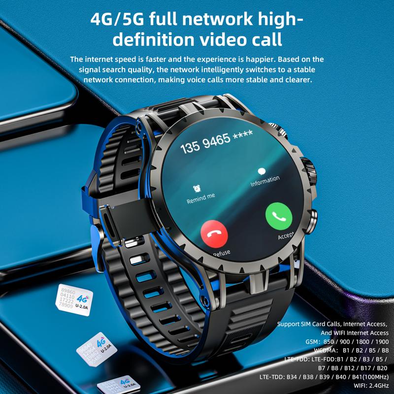 LOKMAT 4G SIM Card Smart Watch with 1.508'' AMOLED Screen, WiFi GPS, Rotating Camera & Android 8.1 Fitness Activity Tracker for Men and Women Wristwatch Wearable